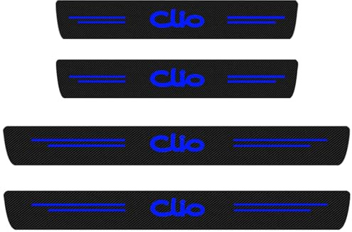 KLHYWEN 4 Piezas Película Protectora para Umbral de Puerta de Coche para REN-Ault Clio 2 3 4 5 Sport RS Line, Pegatina de Decoración para Estribos de Fibra de Carbono de contra Arañazos,Blue