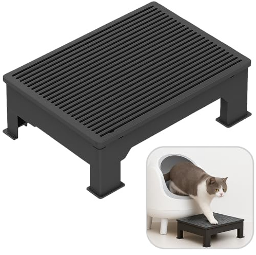 Cat Litter Box Step Ramp – Adjustable 3.5 & 6, Large 16.5x12.6 Non-Slip Litter Trapper Platform Reduces Tracking, Fits Automatic Litter Boxes, for Kittens & Senior Cats