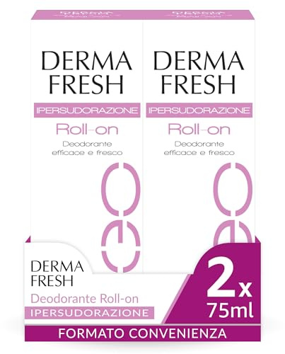 Dermafresh Ipersudorazione, Deodorante Attivo Roll On, Antitraspirante, 2 Deodoranti da 75 ml