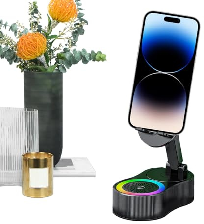 Xijobido Support Téléphone avec Haut-Parleur à Induction | Station Audio Inductive avec Éclairage RGB - Support pour Tablette et Station Sonore pour Enregistrement Films Streaming Musique Voyage