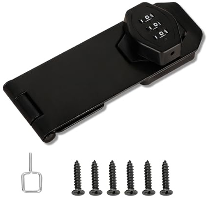 Mooche Serrure à Combinaison Pour Placard, Serrure de Code de Porte pour Armoires, Fenêtres, Longueur 12 CM, Serrure à Combinaison à 3 Chiffres Verrou de Porte à Code Pratique et Durable, Noir