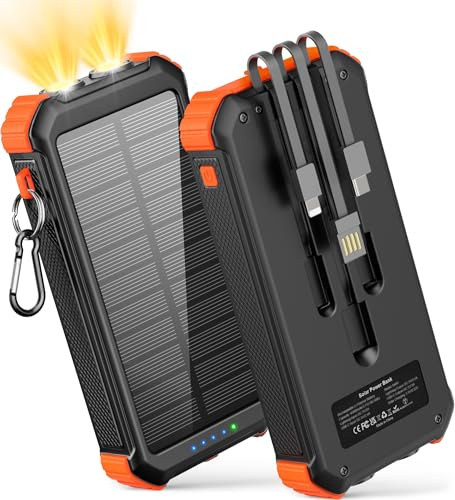LATIMERIA 45800mAh Solar Charger Power Bank, Portable Phone Charger with 5V3.1A QC 3.0 Fast Charging, Solar Panel USB C in/Output for Cellphone, External Battery Pack with Dual Flashlights for Hiking