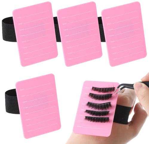4 Pieces Lash Trays for Lashes Extensions Lash Holder with Adjustable Wrist Strap One Size Eyelash Extension Pallet Stand Holdersfor Makeup Most Eyelash Extension Holder (8-15 mm,Pink)