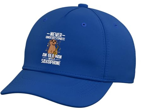 Old Man with a Saxophone Player Adjustable Printed Baseball Hat, Royal Blue