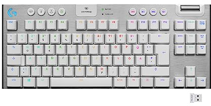 Logitech G915 LIGHTSPEED TKL Tenkeyless kabellose mechanische Gaming-Tastatur, Taktiler GL-Tasten-Switch, LIGHTSYNC RGB, Ultraschlankes Design, 40+ Stunden Akkulaufzeit, Deutsches QWERTZ-Layout - Weiß