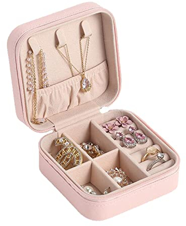 Hotype Scatole Portagioie Donna, Portatile Organizzatore Portagioie da Viaggio per Collane Orecchini Bracciali Anelli, Rosa