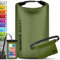 Nordlight wasserdichte Tasche 3er Set (Olivgrün) - Dry Bag 10l + wasserdichte Handyhülle + wasserdichte Hüfttasche | IPX8 Schutz | Mit Verstellbaren Gurten Für Strand, Stand Up Paddling