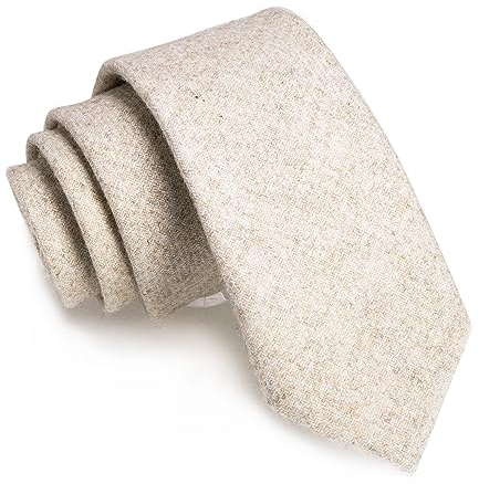 JEMYGINS Herren Schmale Krawatte aus Wolle 6CM - Modische Herren Wolle Krawatte in Schmalem Design mit klassischem Stil,Beige