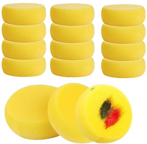 Gelb Runder Malschwamm, 30 Stück 7.5cm Runde Schwamm Set, Handwerk Hobbys Malschwamm, Reinigung Synthetische Schwämme, Reinigung Kunst Schwämme Für Aquarell,Keramik,Kunst,Handwerk,Ton,Gesichtsmalerei
