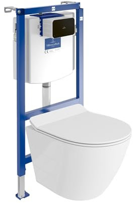 ViConnect H112 - Elemento da parete per WC da incasso con pannello di controllo + gancio a parete, per WC Sogo Slim, colore bianco, senza bordi, set completo