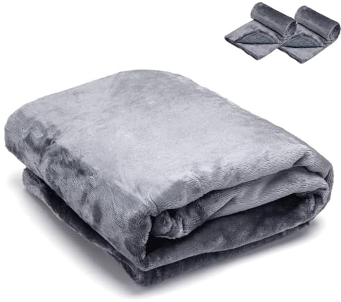 Nobleza 2 Piezas Manta Impermeable Perro, M 100 x 75cm Suave y Esponjosa Manta Mascota, Manta Lavable de Felpa a Prueba de Fugas para Sofá y Cama, Reversible, Gris