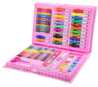 Strehknewen Malkoffer für Kinder 86-teilig – Malset mit Buntstiften, Aquarellstiften, Ölpastellen & Malbuch – Kreatives Zeichen Set für Kinder 3–9 Jahre, Geschenk Jungen Mädchen