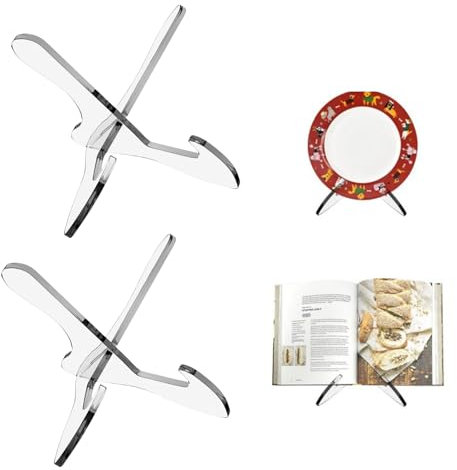 Mrltau 2 Conjunto X-Form Acryl Soporte para Platos, Caballete Soporte para Platos, Soporte para Fotos, Soporte para Libros Decoración, Soporte para DVD, Soporte para Tarjetas, para Hogar,