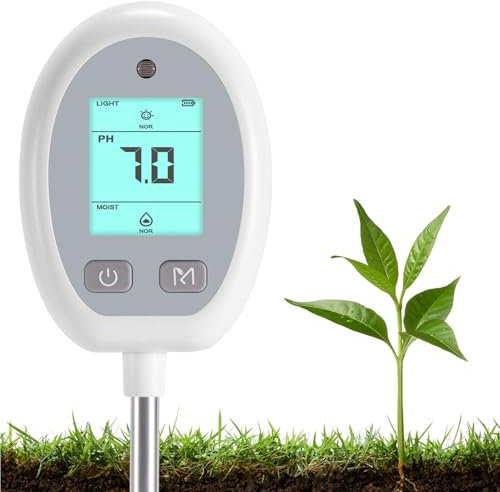 Inomhus växt jord testmätare - 6 i 1 multifunktionell jord pH temperatur fuktighet PH | Exakt jord tillstånd sensor, gräsmatta trädgård hälsotestare