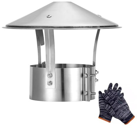 Chapeau de cheminée rond inox, Capot de cheminée, couvercle de cheminée hotte, Chapeau de pluie de toit, Chapeau d'évacuation de fumée pour Poêles Chaudières Cheminées(125 mm/4.92in)
