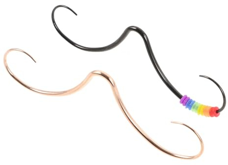 VERDANVERSE Anillos y Fácil Instalación de Tabique Nasal de Acero Inoxidable Diseño de Bigote, Superficie Lisa Pack de 2 Piezas para Perforación de Nariz