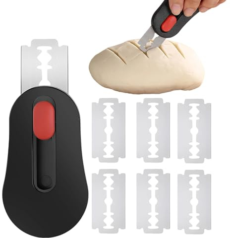 Minhaxue Boulanger Slashing Outil, 7x4cm Inoxydable Lame A paines, Outil De Coupe De paines Avec 6 Lames, accessoires de cuisson dupain, Poignée Ergonomique OutilDe Cuisine Multifonctionnel
