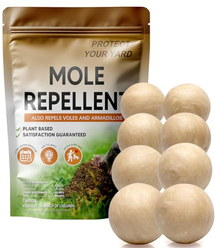 Mole Repellent Outdoor,Vole Repellent,Groundhog Repellent Outdoor,Mole Control,Mole Deterrent for Yard,Safe for Family, Pets & Plants,Lasts up to 60 Days - 8P