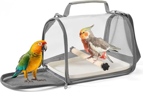 Gxdamxz Vogel Transportbox, Vogelkäfig mit Holzstab & Tablett für Wellensittich, Sittiche, Kleintiere, Bird Transport Box - 27x20x20cm