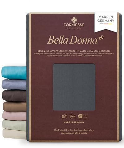 Formesse –Bella Donna Jersey Alto. Edles Jersey-Spannbettlaken für Boxspringbett 120x190-130x220cm - bis 45cm Höhe - 97% Baumwollzwirn, 3% Elastan, Aloe Vera&Arganöl/aus Deutschland - Graphit