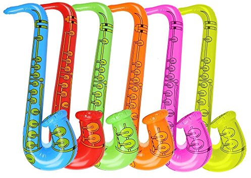 Strumenti musicali gonfiabili gonfiabili per chitarra, sassofono, microfono per feste, bomboniere, palloncini, colori casuali (4 sassofoni)
