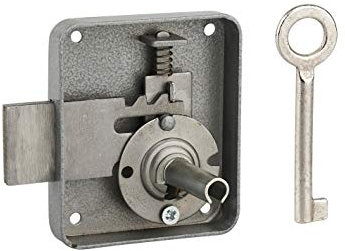 THIRARD - Serrure De Meuble Paris Pour Porte D'ameublement - Droite - Axe 40 Mm - 65 x 70 Mm - Gris - 1 Clé - Coffre Et Pêne Acier - Sécurité Pour Meubles