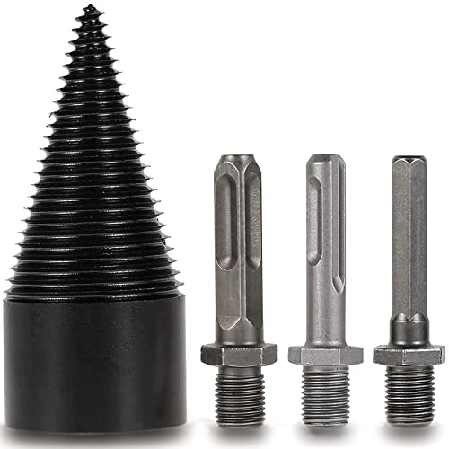 KEWAYO Legna da Ardere Spaccalegna Smontabile Coni Kindling Legno Spaccatura Tronchi Bit Log Splitter Vite Cono Accensione Legna Da Ardere Splitter per Uso Domestico Elettrico Trapano