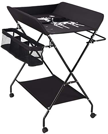 Wickeltisch Klappbar Wickelkommode Badewanne Wickel Auflage Kombi Mobil Wickeln Baby Kind 80x63x96cm Wickelkombi mit Universalrad und 3 Fächern Ablagefächer