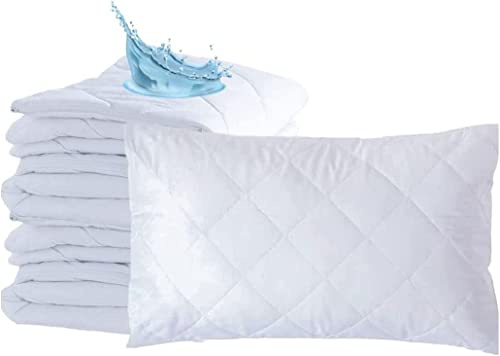 ARITRADERSLTD Waterproof Microfiber Pillow Protectors Pack of 4 - Zipped Quilted Pillow Cases Hypo Allergenic Bed Pillow Covers Set, Comfortable Pillow Encasement, 75cm x 50cm, White