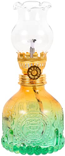 NUOBESTY Lampada a petrolio vintage con stoppino regolabile lampada a olio in vetro delicato per decorazione domestica illuminazione di emergenza