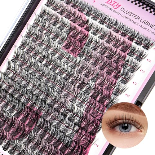 Wimpern Einzeln CALAILIS 168 Pcs DIY Cluster Wimpern D Curl Individuelle Wimpern Extensions Wimpernverlängerung Volume Wimpernbüschel Wimpern zu Hause (03,10-16MIX)
