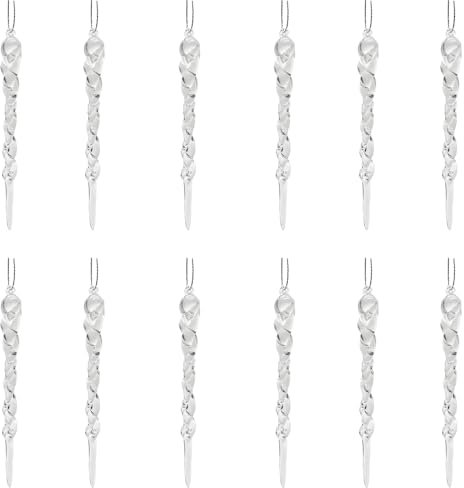 12 PCS Clear Icicles Pendants Christmas Ornaments 13CM Droplet Baubles For Christmas Trees Icicles Decorations Icicles Baubles
