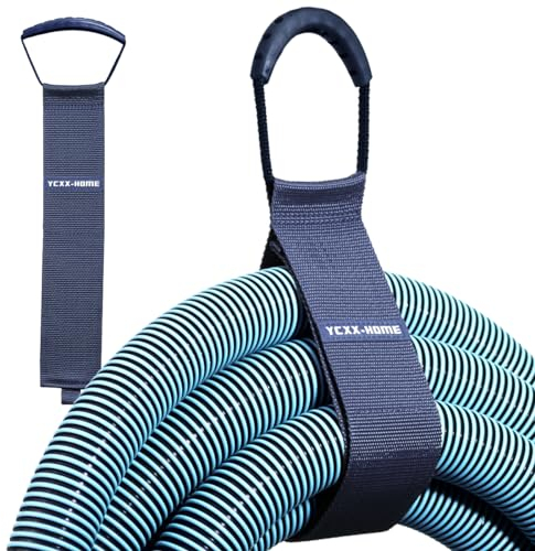 Lot de 2 supports de rangement robustes avec crochet et boucle de rangement pour cordon de serrage avec poignée de transport pour cordons, tuyau d'arrosage, outils de natation ou de garage (gris)