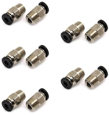 BIQU PC4-M10 pneumatiska anslutningsbeslag Bowden rörkoppling hane rak PTFE-rörtryck för E3D-V6 Bowden extruderare kompatibel med Ender-3 Ender-3 V2 3D-skrivare (paket med 10 st)