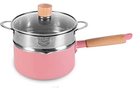 DXYDZSWD Pentola con Cottura a Vapore (18cm) Pentola Antiaderente in Pietra Maifan/Padella/Wok， Rivestimento Privo di PFOA, per Piani Cottura a induzione/Gas