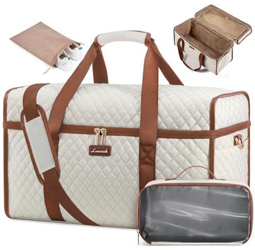 LOVEVOOK Sac de Voyage Femme avec Compartiment à Chaussures, Grand Ouverture Sacs Weekend Bagage Cabine Avion Sac Maternité de Sport Travel Bag Compartiment Chaussures pour Danse Infirmiere Piscine