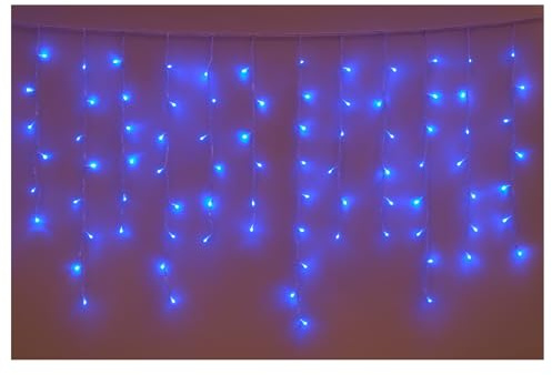 IXTRIMA Tenda Luminosa 200 LED, 3Mt, Luce Blu, Cavo Bianco, IP65, Prolungabile, Effetto Flash, Con fili uniformi da 1 metro, ghirlanda nataliza, negozi, balcone natale