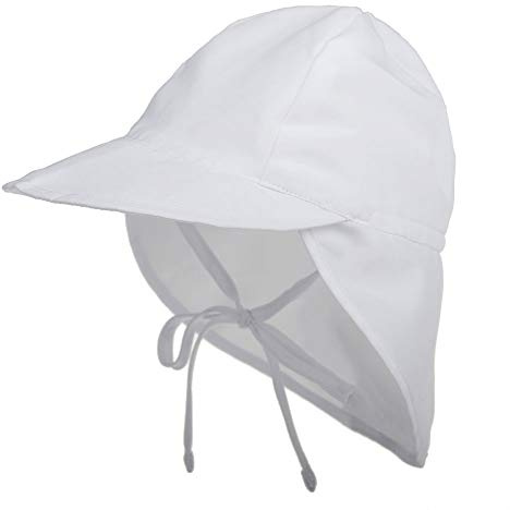 LACOFIA Chapeau de Soleil pour bébé garçons ou Filles Bonnet de Plage d'été pour Enfants Casquette à Rabat Ajustable Douce pour Enfants Blanc 2-5 Ans