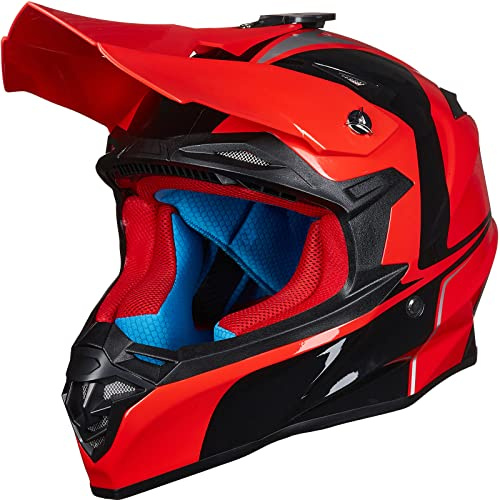 ILM Adult Dirt Bike Helmets ATV Motocross Dirtbike Helmet with Super Soft Liner Camera Mount for Men Women Motorcycle Dual Sport DOT Model-216 (Red Black, M)