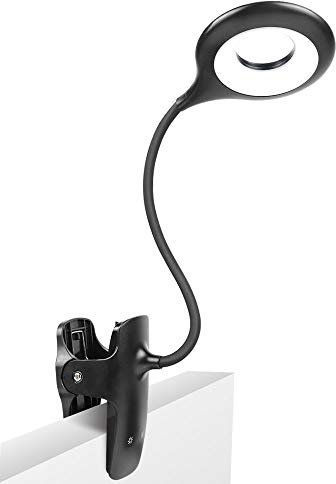 Deringighting 28 LED Eye Protect Book Light with Flexible Neck, 3 Colour * 3 Brightness USB Rechargeable Desk Light Black