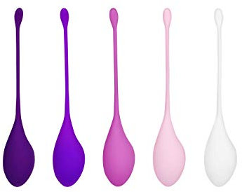 EIS Liebeskugeln Set | Beckenbodentrainer für Frauen | Trainingsset | Hautfreundliches Silikon | Mit Rückholband | 5 Teile | 30-114g