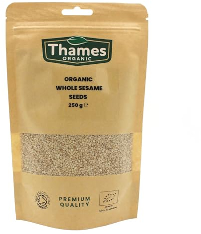 Organic Sesame Seeds - 250g of Nutritious & Flavorful Seeds - No Additives, No Preservatives - Raw, Vegan, Non-GMO - Great for Baking, Cooking, and Sprinkling - Thames Organic