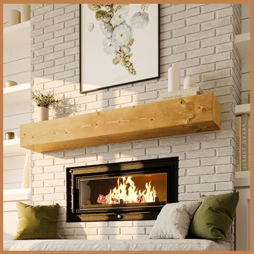 Avana Mantello per caminetto – Mantelli da parete per caminetto – Mensole per camino in fattoria – Mantelli in legno fatti a mano – Mantello galleggiante 183 cm x 20 cm x 12,7 cm, marrone rustico