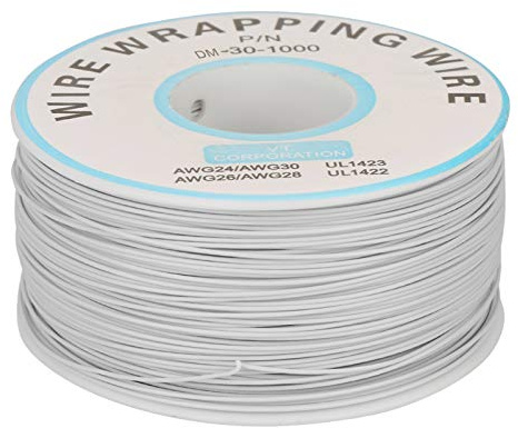 Trådkabel 30AWG 0,25 mm Kärndiameter, Enkel Koppartråd Elkabel 1 Rull Tråd och Kabel Vit – Högkvalitativ Slitstark Ledning för Elektrisk Anslutning och Reparation