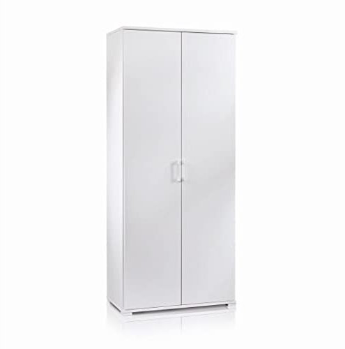 KIAMAMI VALENTINA Weißer zweitüriger Mehrzweckschrank mit verstellbaren Einlegeböden