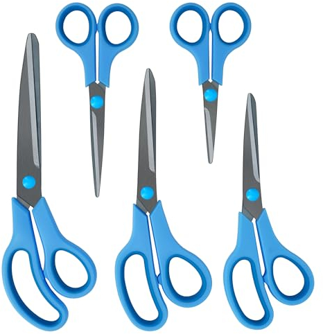 CCR Schere Set,Scherenblätter Schwarz Titanbeschichtet,Komfort-Griff,Multifunktionale Schere,Scheren Geeignet für Haushalte, Büros und Schulen, Satz von 5