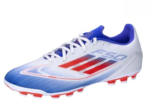 adidas Unisex F50 League Football Boots Artificial Ground Fußballschuhe, Cloud White/solar red/Lucid Blue, 39 1/3 EU