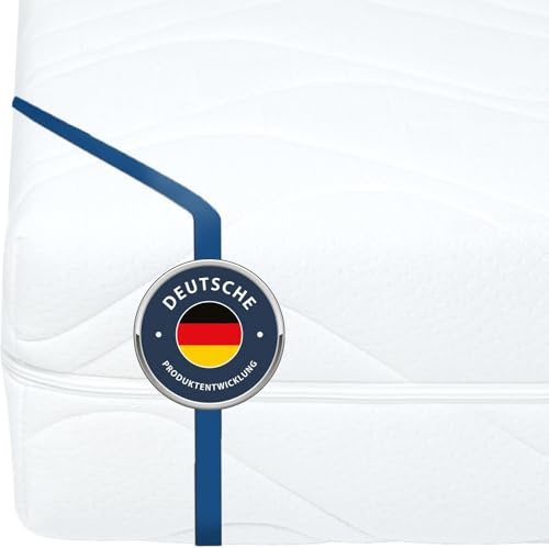 BMM Matratze 100x200 cm Blue Vision Komfortschaummatratze Härtegrad H4 / Blauer Engel Zertifiziert (baugleich BeCo Pure Strong) / ergonomische 7 Zonen Matratze Höhe 19 cm/Deutsche Entwicklung