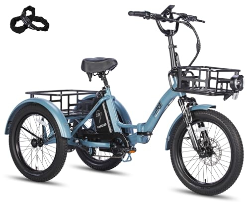 Fafrees F20 Mate e-Bike Dreirad klapprad 20 * 3.0 Zoll, Elektro Dreirad Lasten 48V 18.2Ah Akku, e Bike 3 Rad für Erwachsene 65N.m, Reichweite 55-110Km, Belastung 180KG