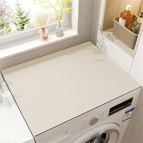 Highdi Housse de Protection pour Machine à Laver Top, Coussin de Machine à Laver Antidérapant Housse de Machine à Laver pour Machine à Laver Sèche-Linge (Beige,60x60cm)